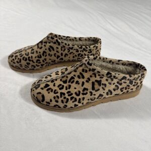 Max & Drew‎ Women US Leopard Beige Black Calf Hair Mules Slippers Shoes Fur